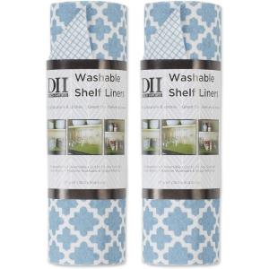 imageDII Fridge ampamp Shelf Liner Collection NonAdhesive Cut to fit Machine Washable 12x20 Aqua Dahlia 2 PieceStonewash Blue Lattice