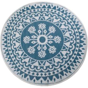 imageDII Outdoor Rugs Collection Reversible Woven 5 Round BlackBerry SunflowerBlue Floral
