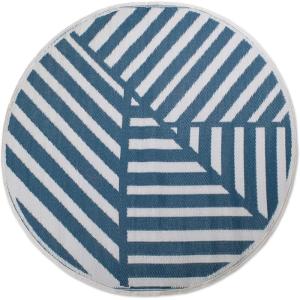 imageDII Outdoor Rugs Collection Reversible Woven 5 Round BlackBerry SunflowerBlue Geometric