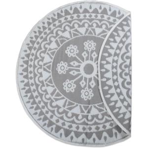 imageDII Outdoor Rugs Collection Reversible Woven 5 Round BlackBerry SunflowerGray Floral