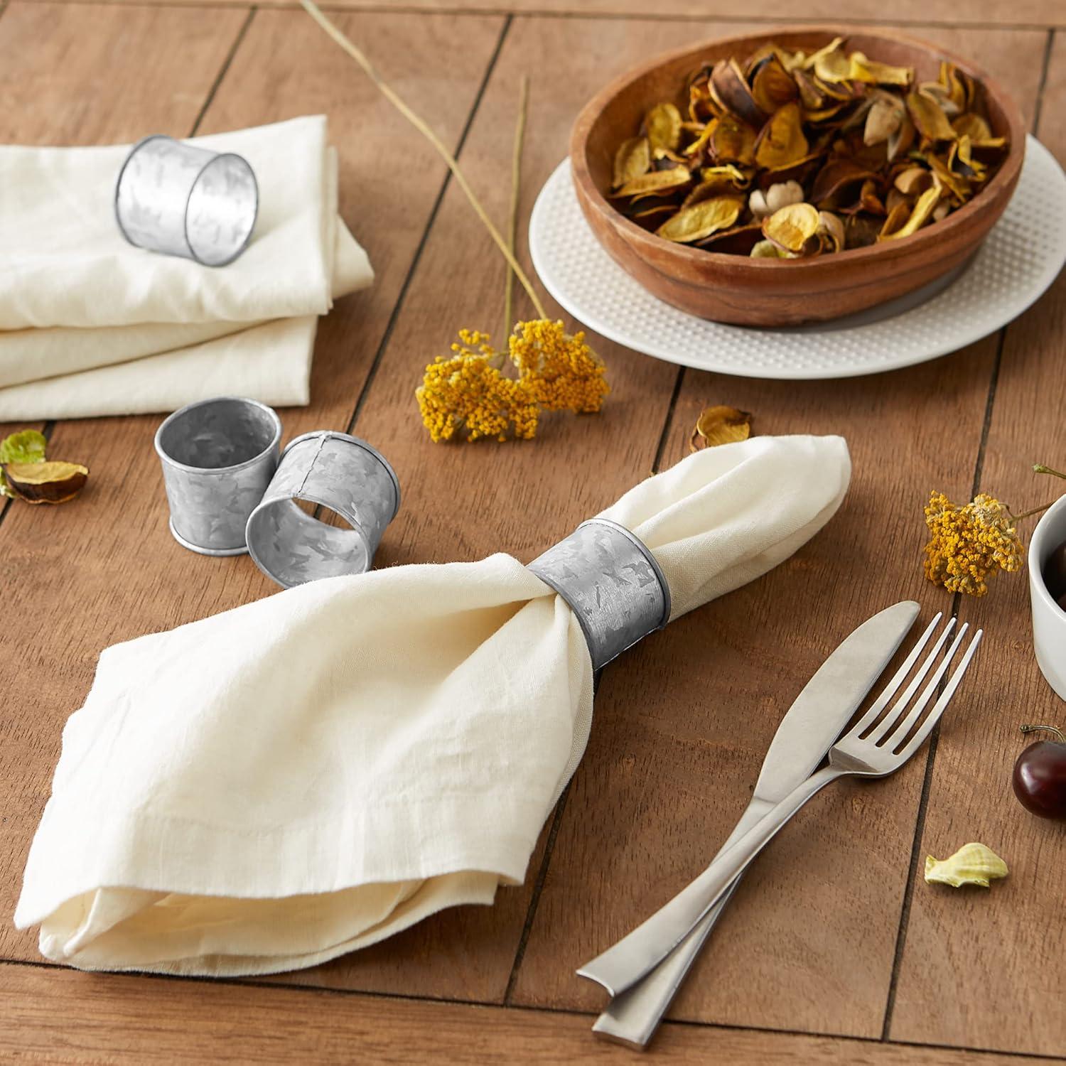 imageDII Basic Napkin Ring Collection Decorative Rattan One Size 6 CountGalvanized Silver