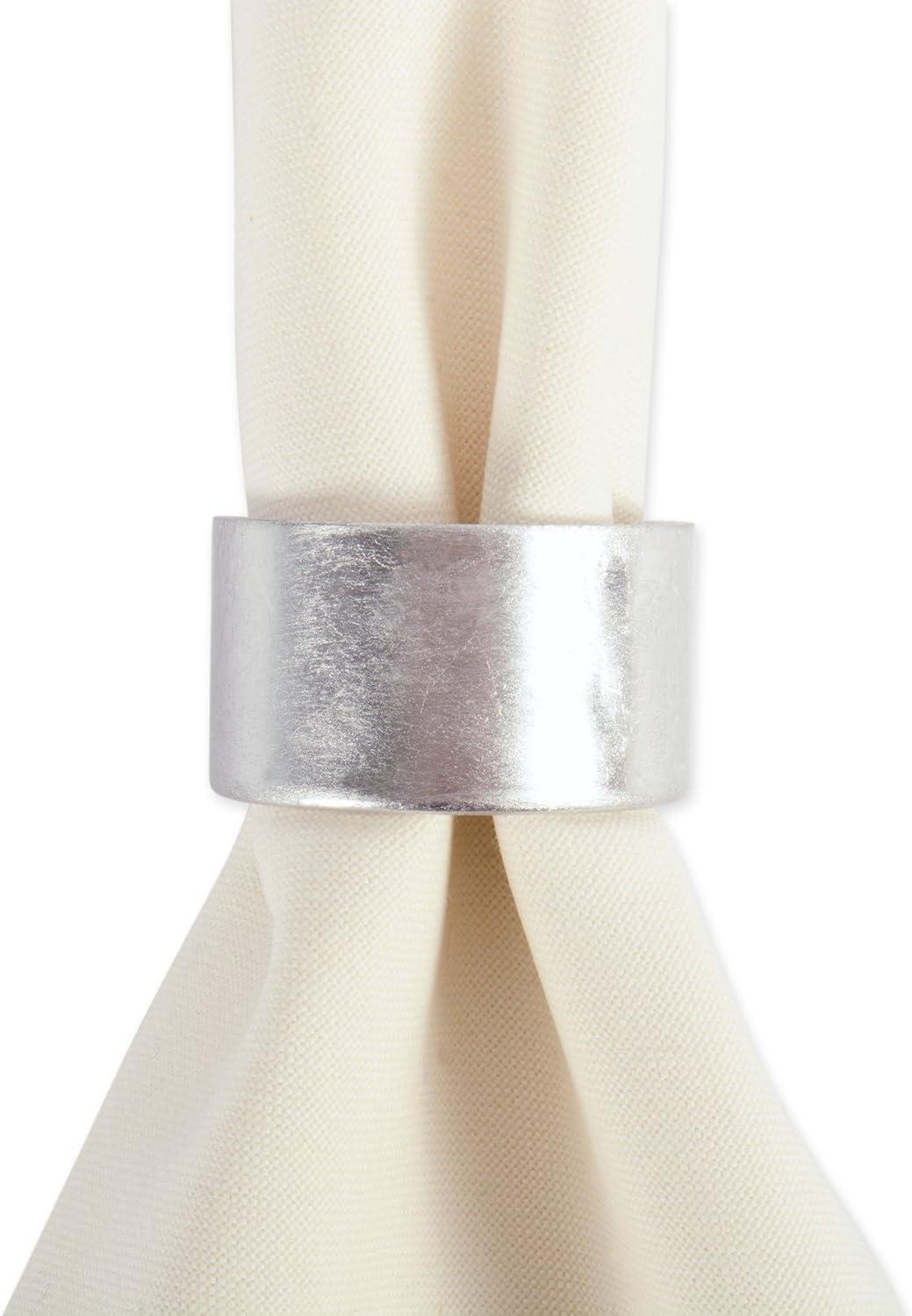 imageDII Basic Napkin Ring Collection Decorative Rattan One Size 6 CountSilver
