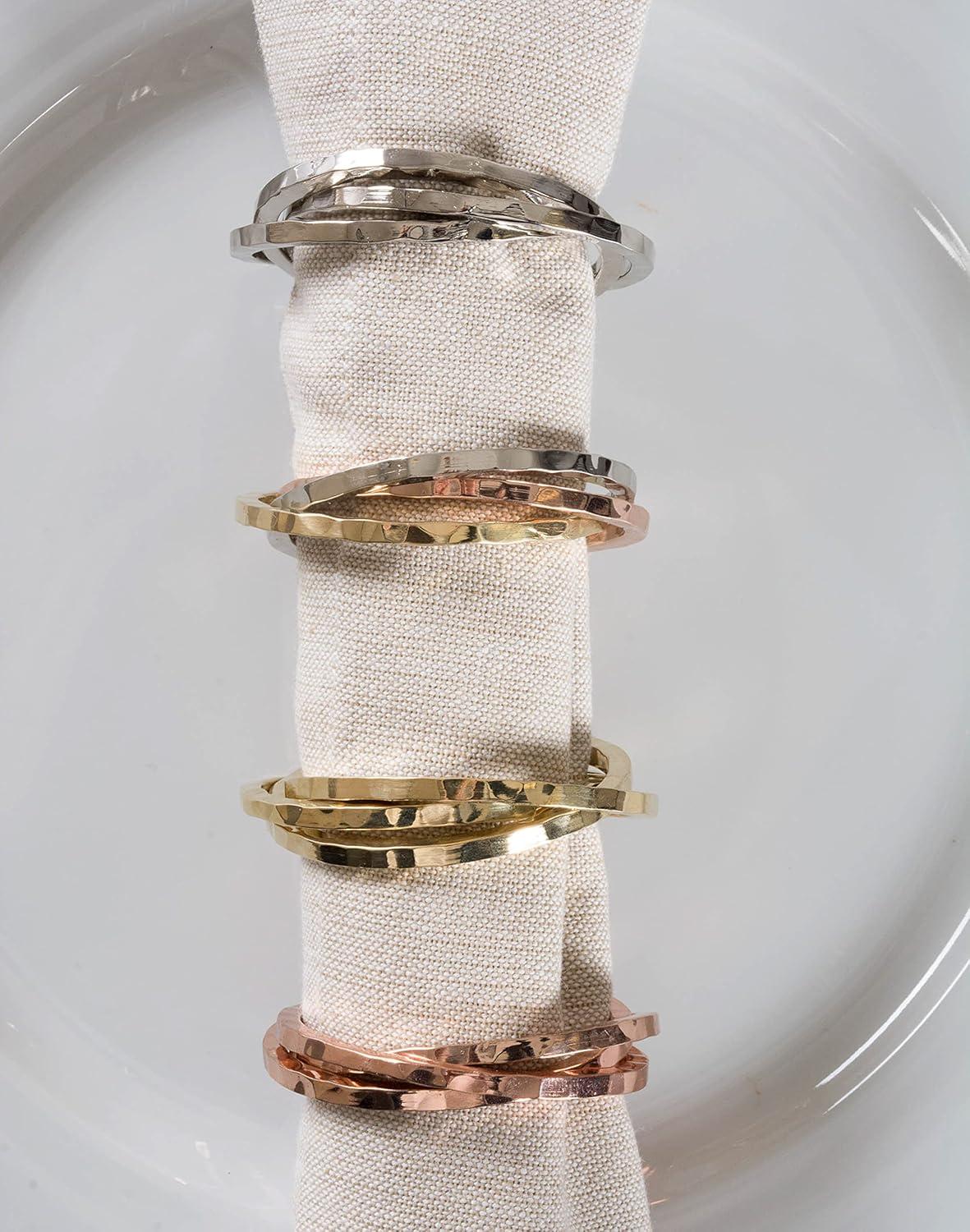 imageDII Decorative Basic Intertwined Napkin Ring Set Gold 6 CountGold