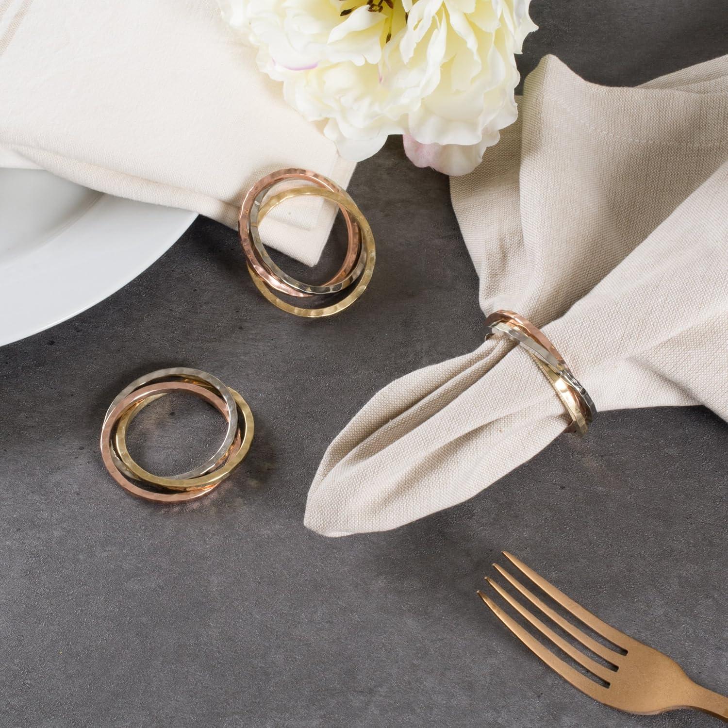 imageDII Decorative Basic Intertwined Napkin Ring Set Gold 6 CountTricolor