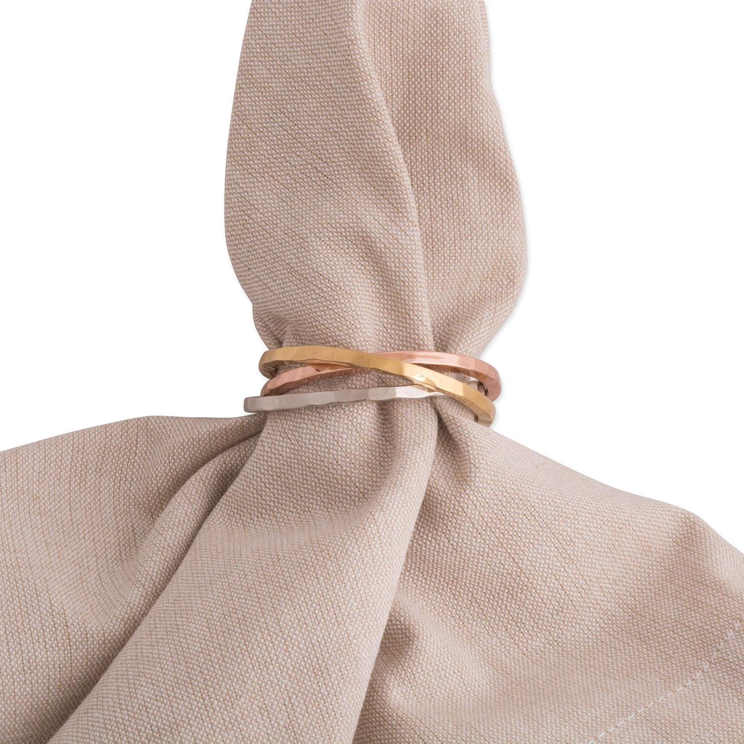 imageDII Decorative Basic Intertwined Napkin Ring Set Gold 6 CountTricolor