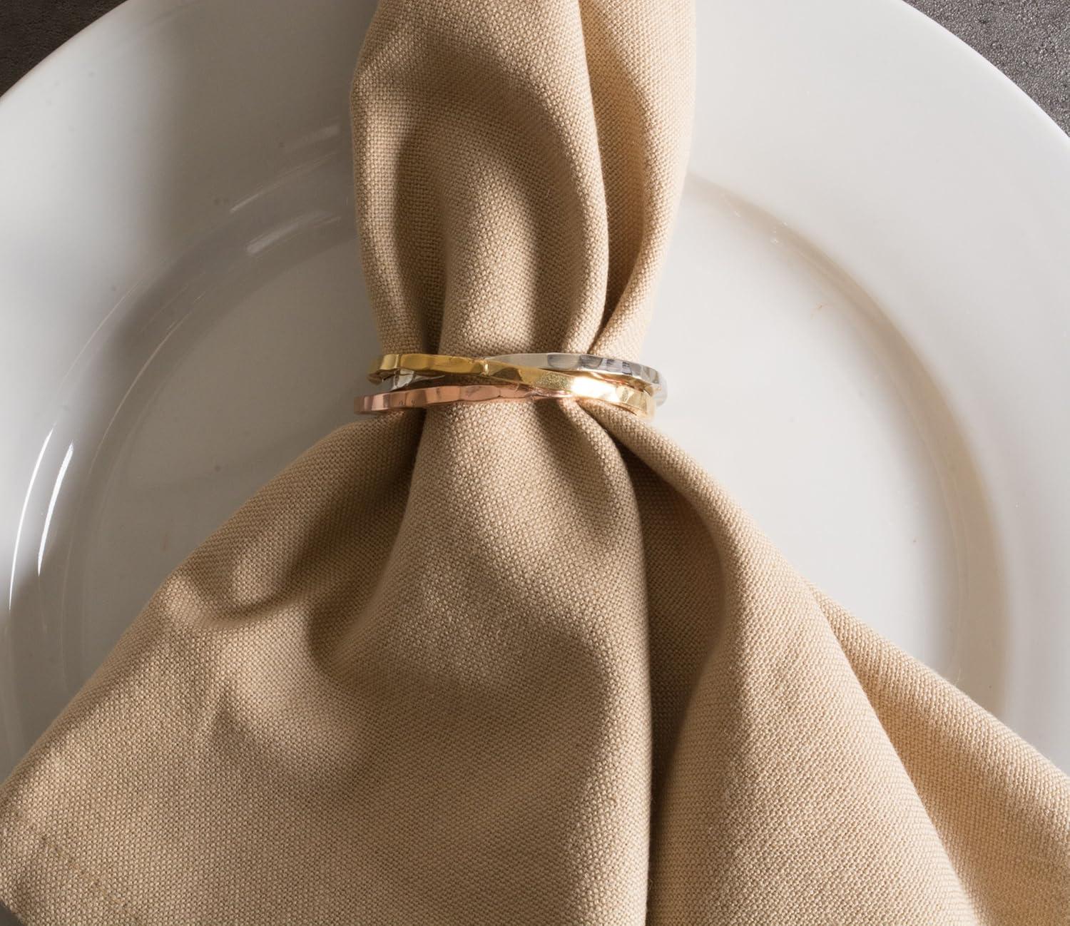 imageDII Decorative Basic Intertwined Napkin Ring Set Gold 6 CountTricolor
