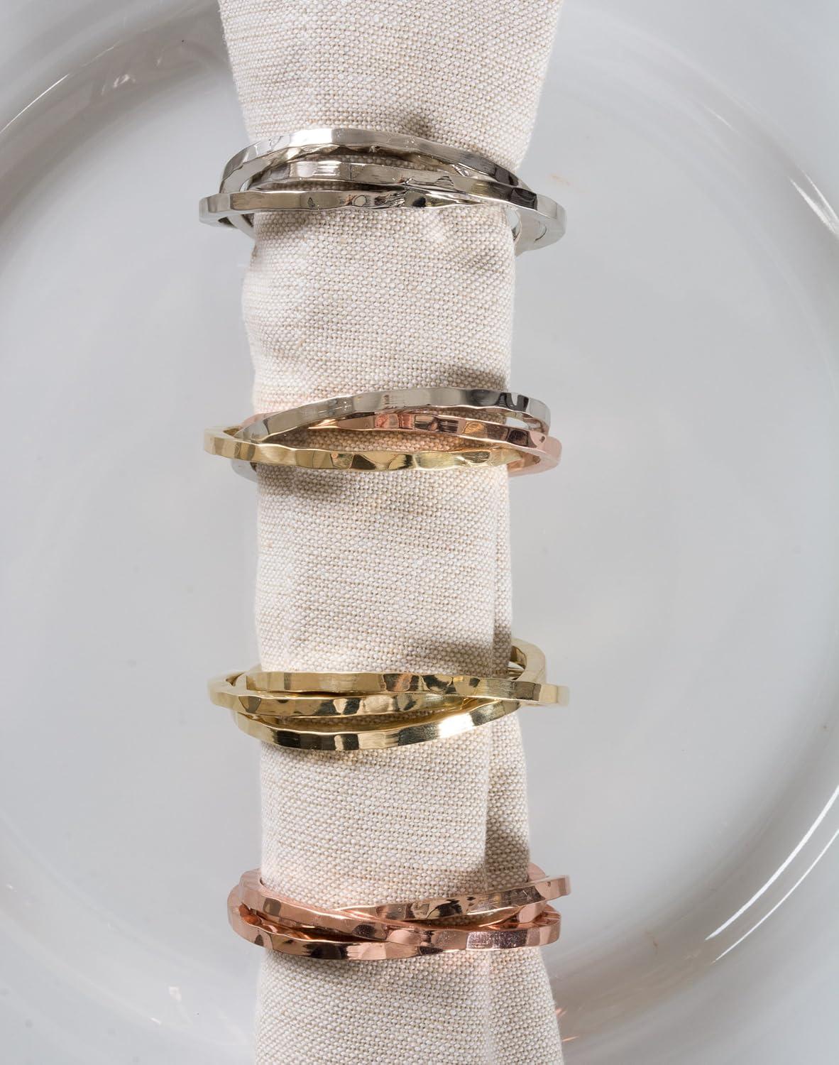 imageDII Decorative Basic Intertwined Napkin Ring Set Gold 6 CountTricolor