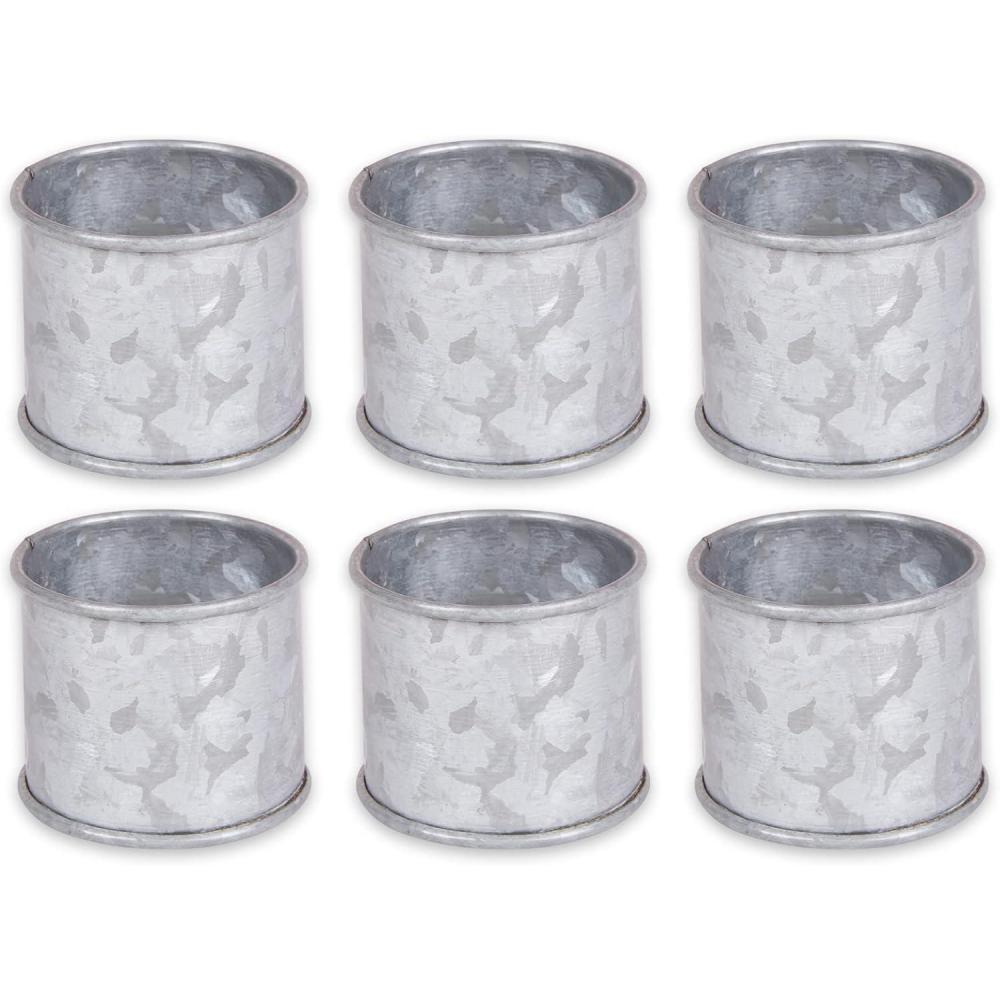 imageDII Basic Napkin Ring Collection Decorative Rattan One Size 6 CountGalvanized Silver