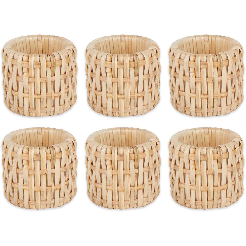 imageDII Basic Napkin Ring Collection Decorative Rattan One Size 6 CountRattan