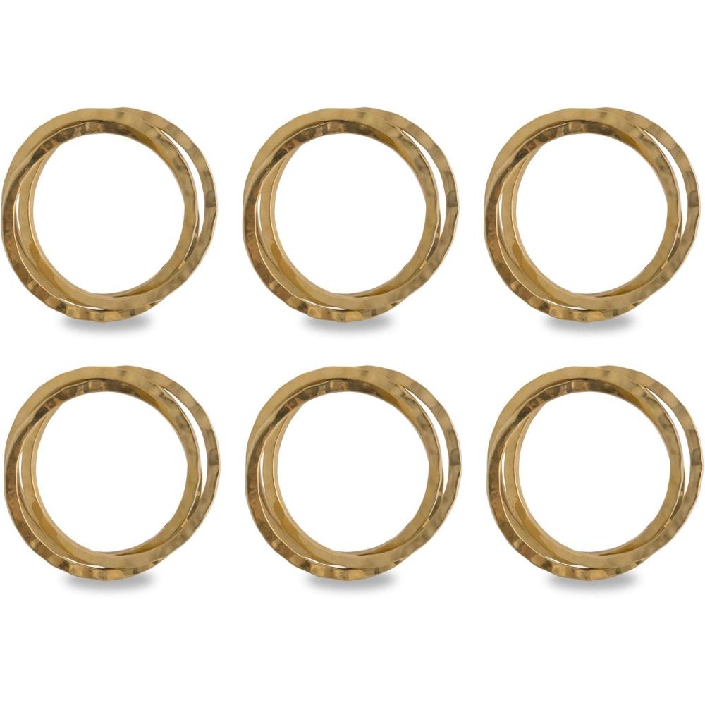 imageDII Decorative Basic Intertwined Napkin Ring Set Gold 6 CountGold