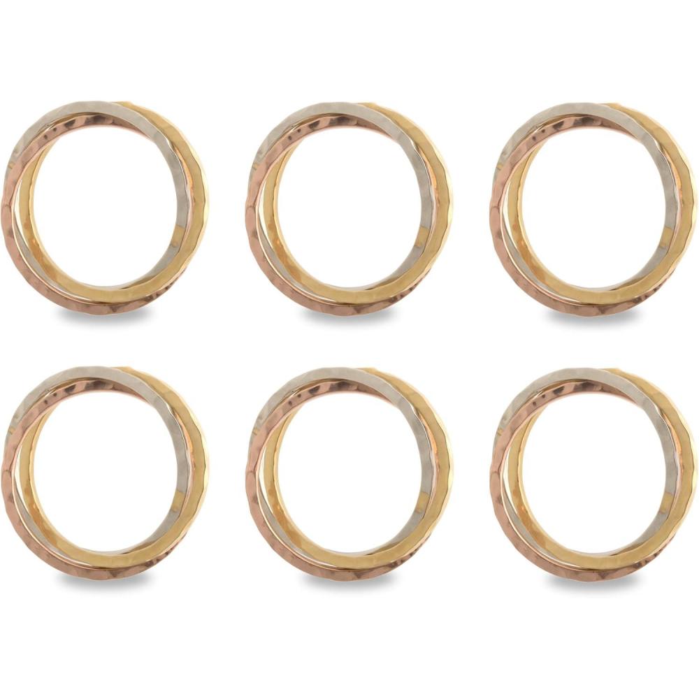 imageDII Decorative Basic Intertwined Napkin Ring Set Gold 6 CountTricolor