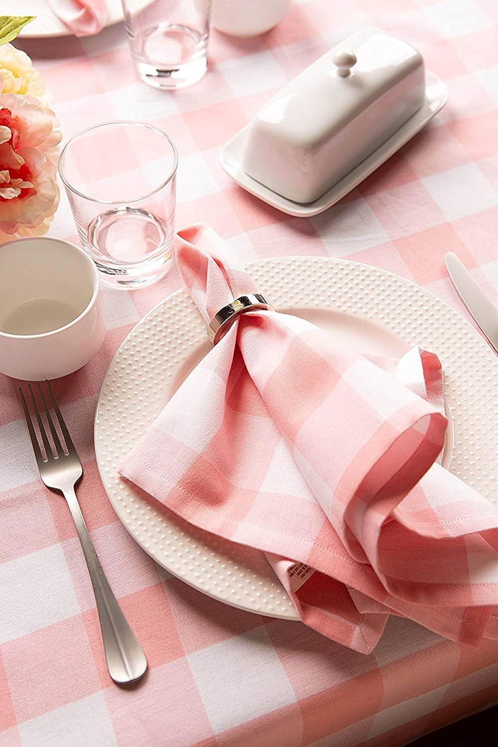 imageDII Buffalo Check Collection Classic Farmhouse Tablecloth Tablecloth 52x52 Pink ampamp White52 x 52 Square