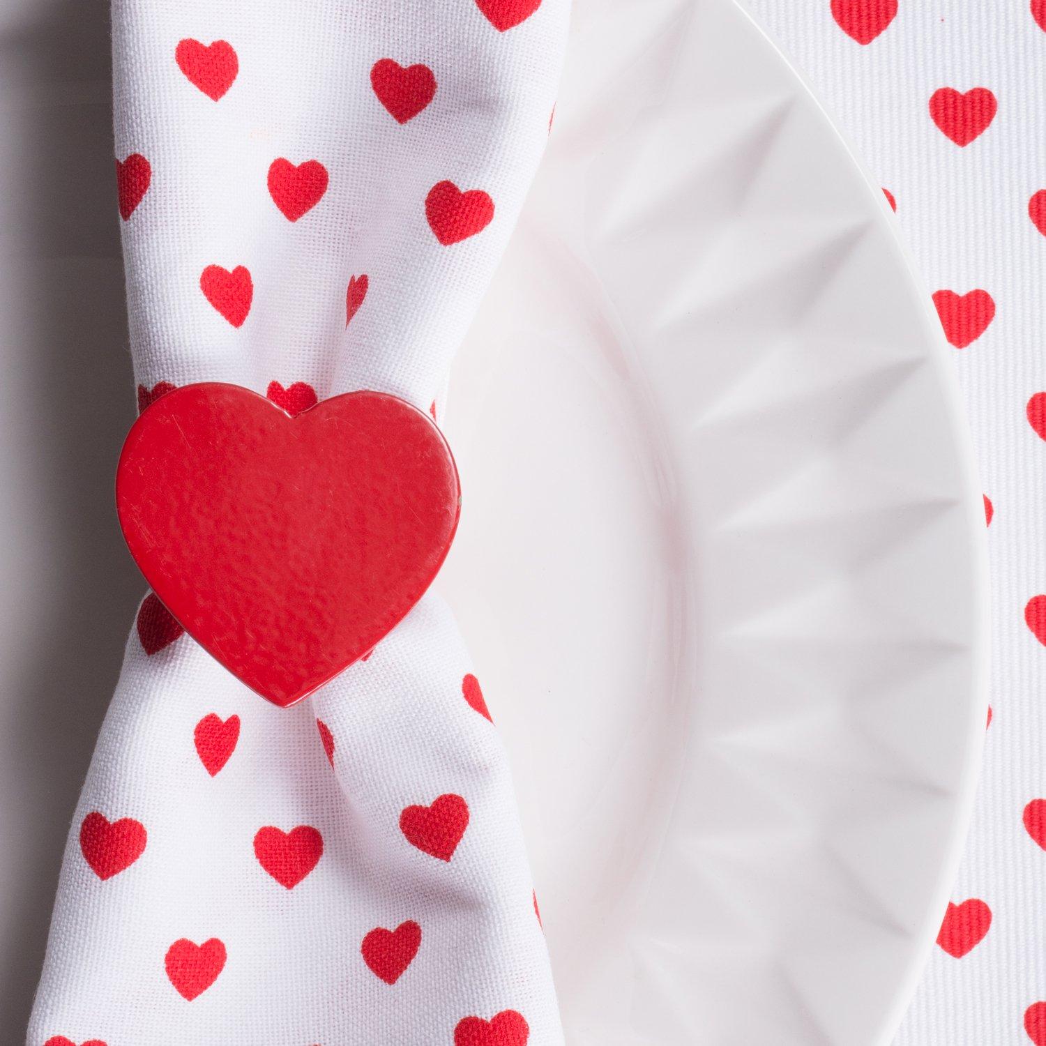 imageDII Decorative Unique Novelty Napkin Ring Set Valentines Day Red Heart 6 Count