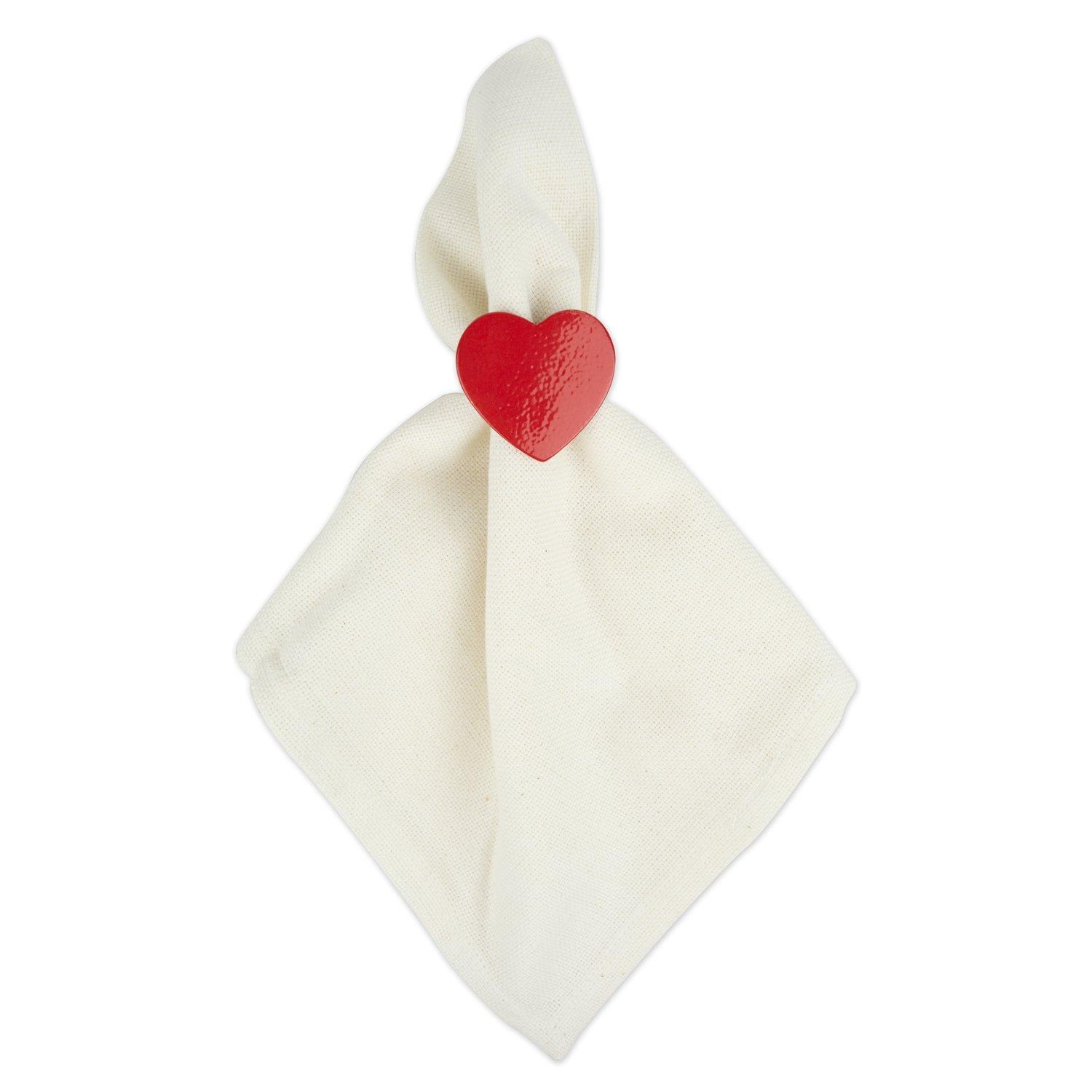 imageDII Decorative Unique Novelty Napkin Ring Set Valentines Day Red Heart 6 Count