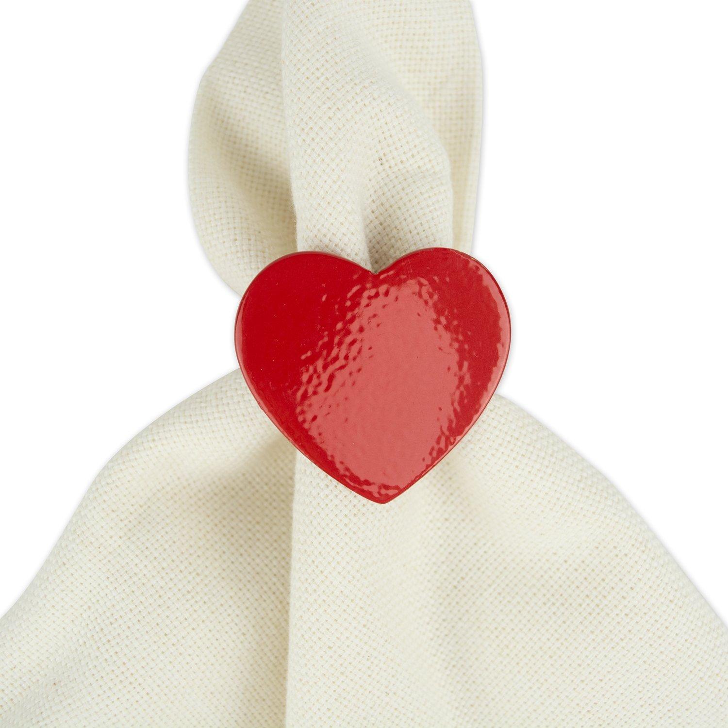 imageDII Decorative Unique Novelty Napkin Ring Set Valentines Day Red Heart 6 Count