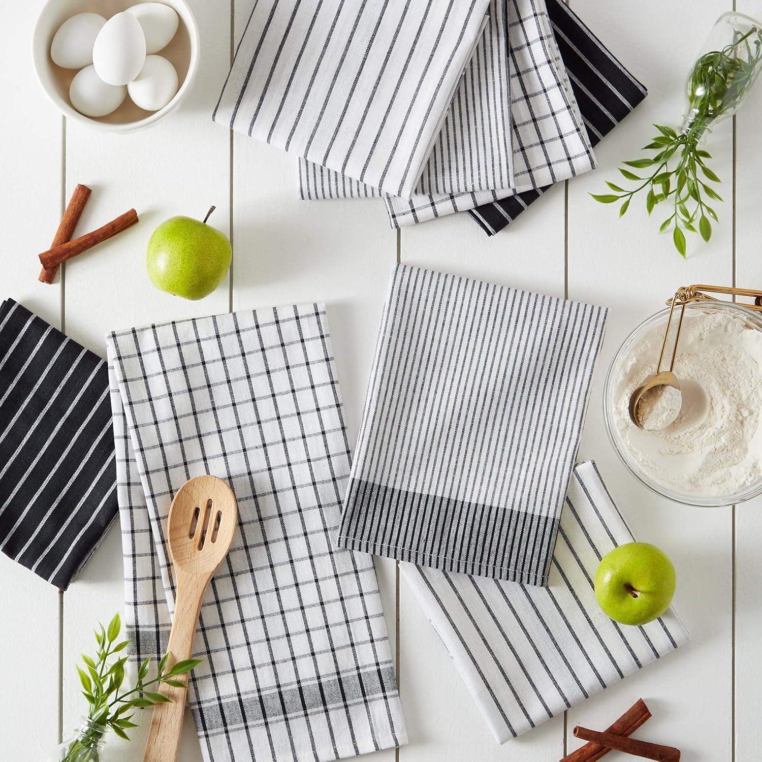 imageDII Everyday Basic Collection Woven Dishtowel Set 20x28 Red 8 PieceBlack