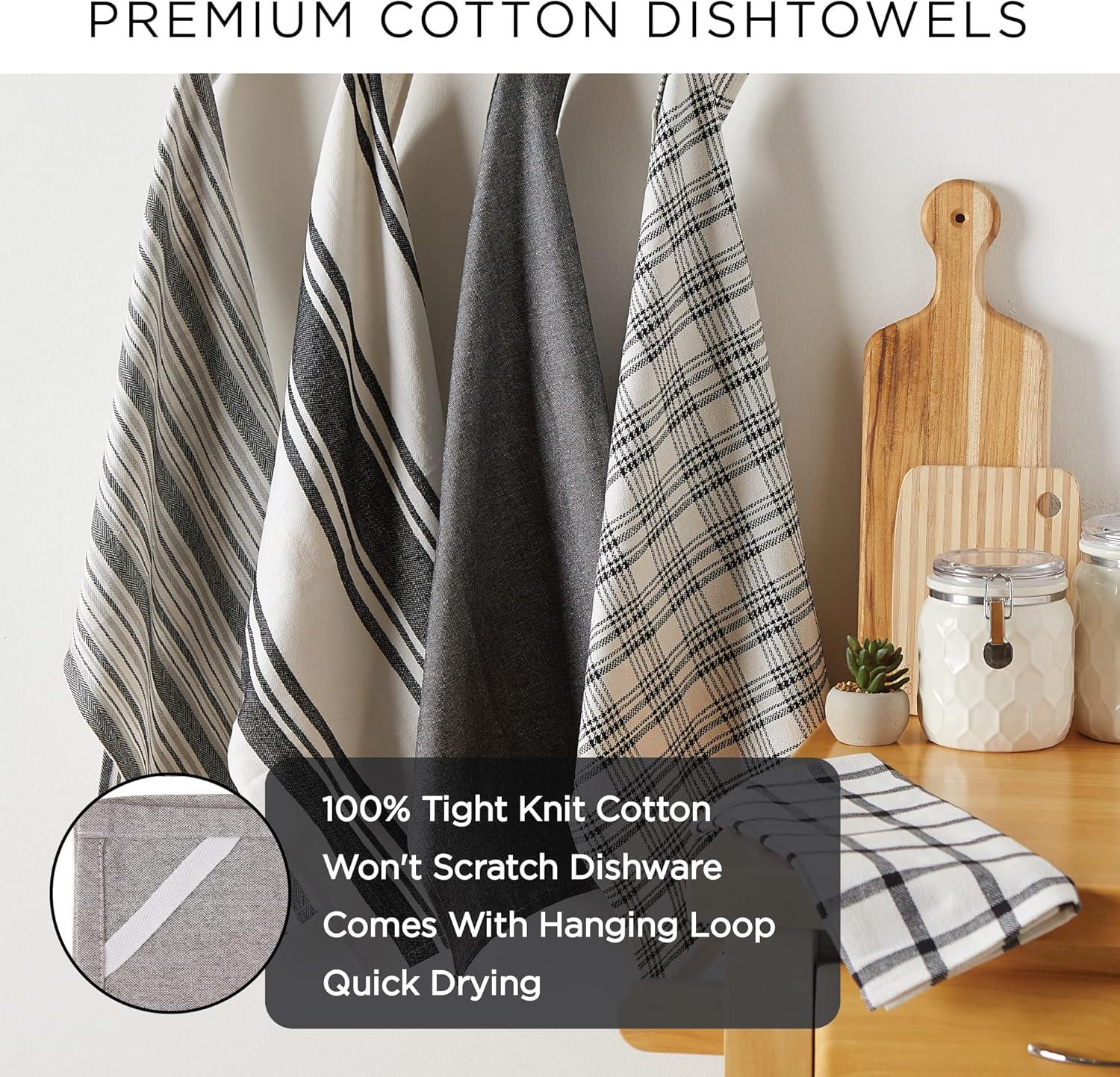 imageDII Everyday Basic Collection Woven Dishtowel Set 20x28 Red 8 PieceBlack