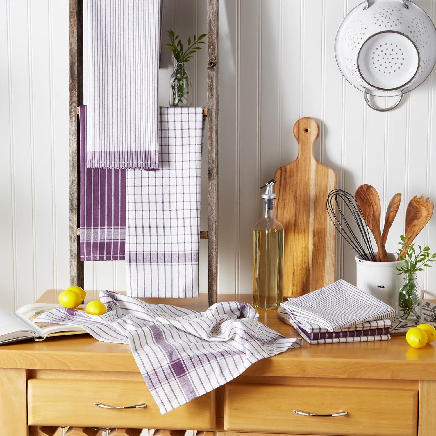 imageDII Everyday Basic Collection Woven Dishtowel Set 20x28 Red 8 PieceEggplant