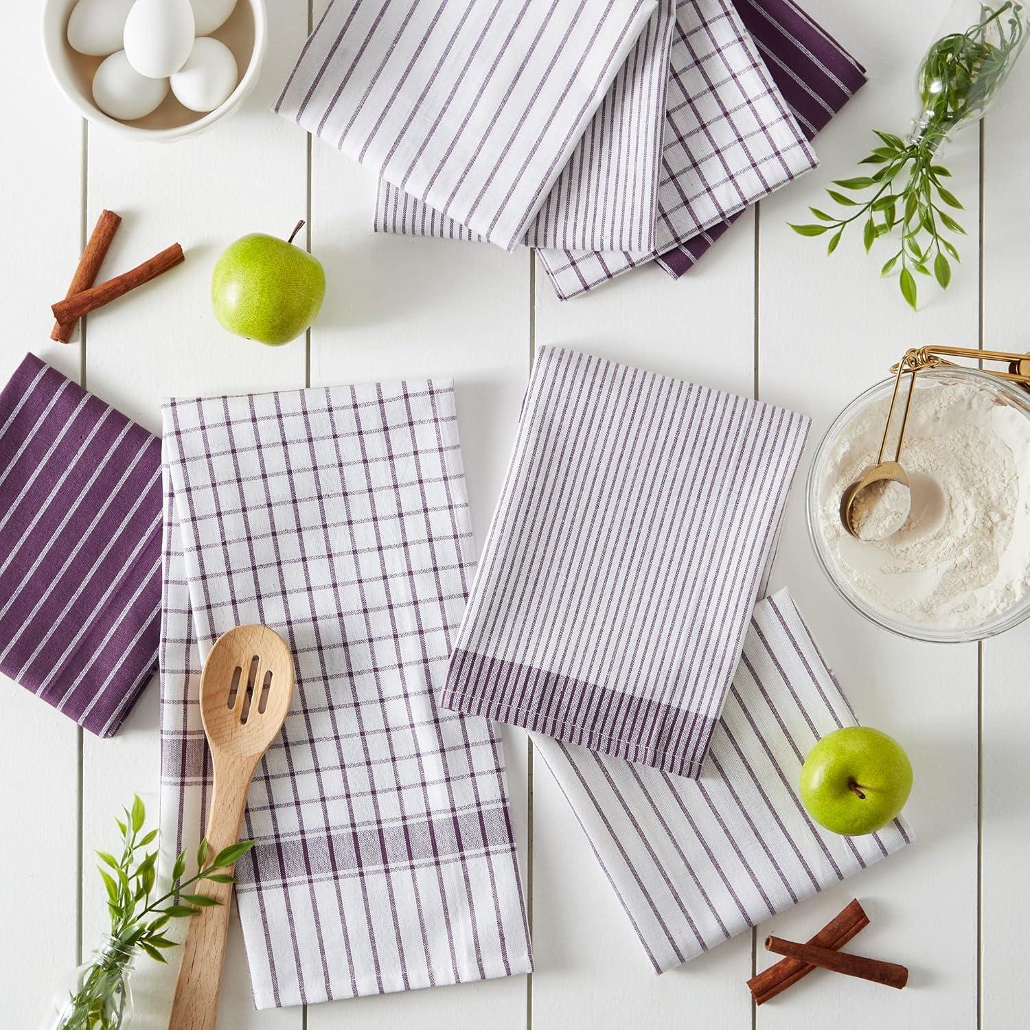 imageDII Everyday Basic Collection Woven Dishtowel Set 20x28 Red 8 PieceEggplant