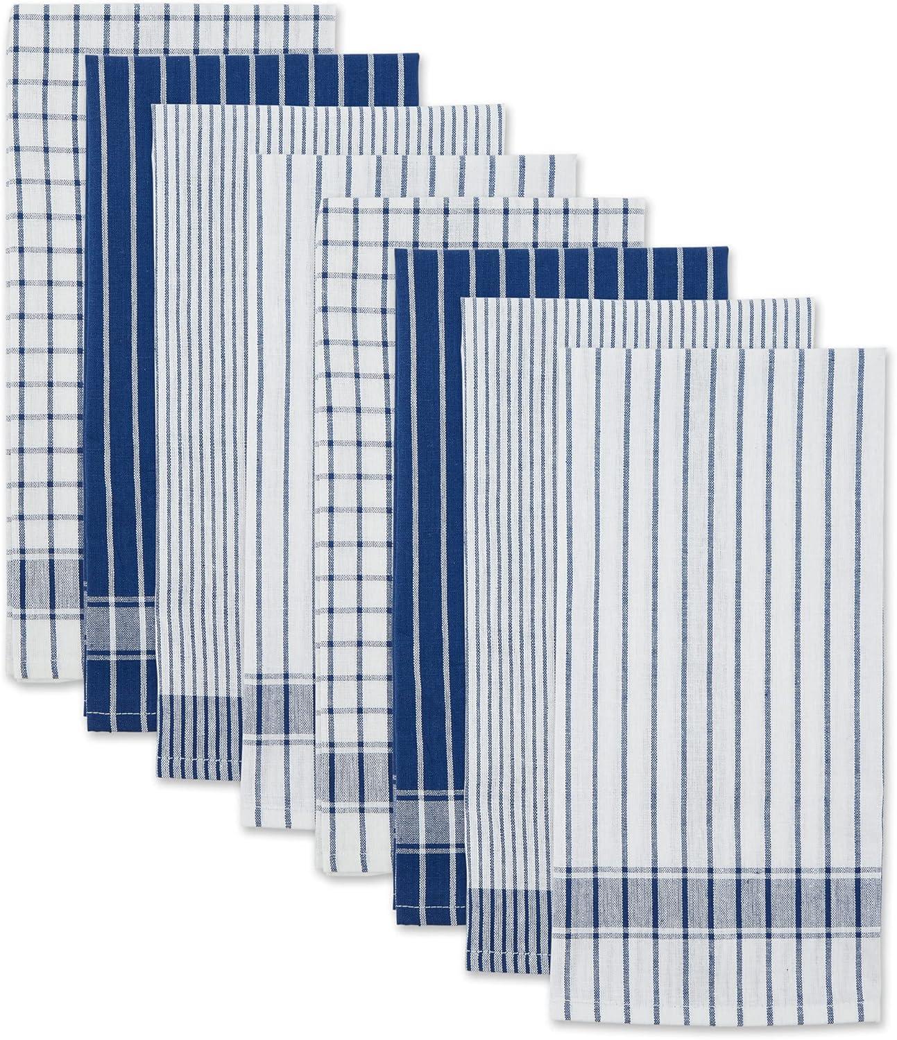 imageDII Everyday Basic Collection Woven Dishtowel Set 20x28 Red 8 PieceNautical Blue