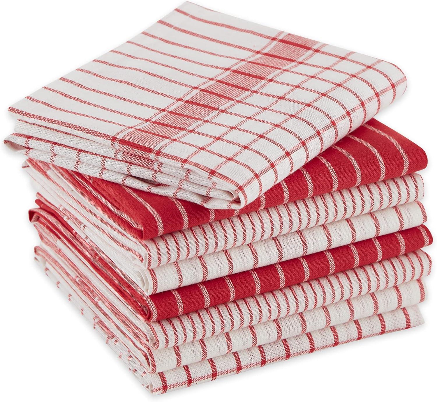 imageDII Everyday Basic Collection Woven Dishtowel Set 20x28 Red 8 PieceRed