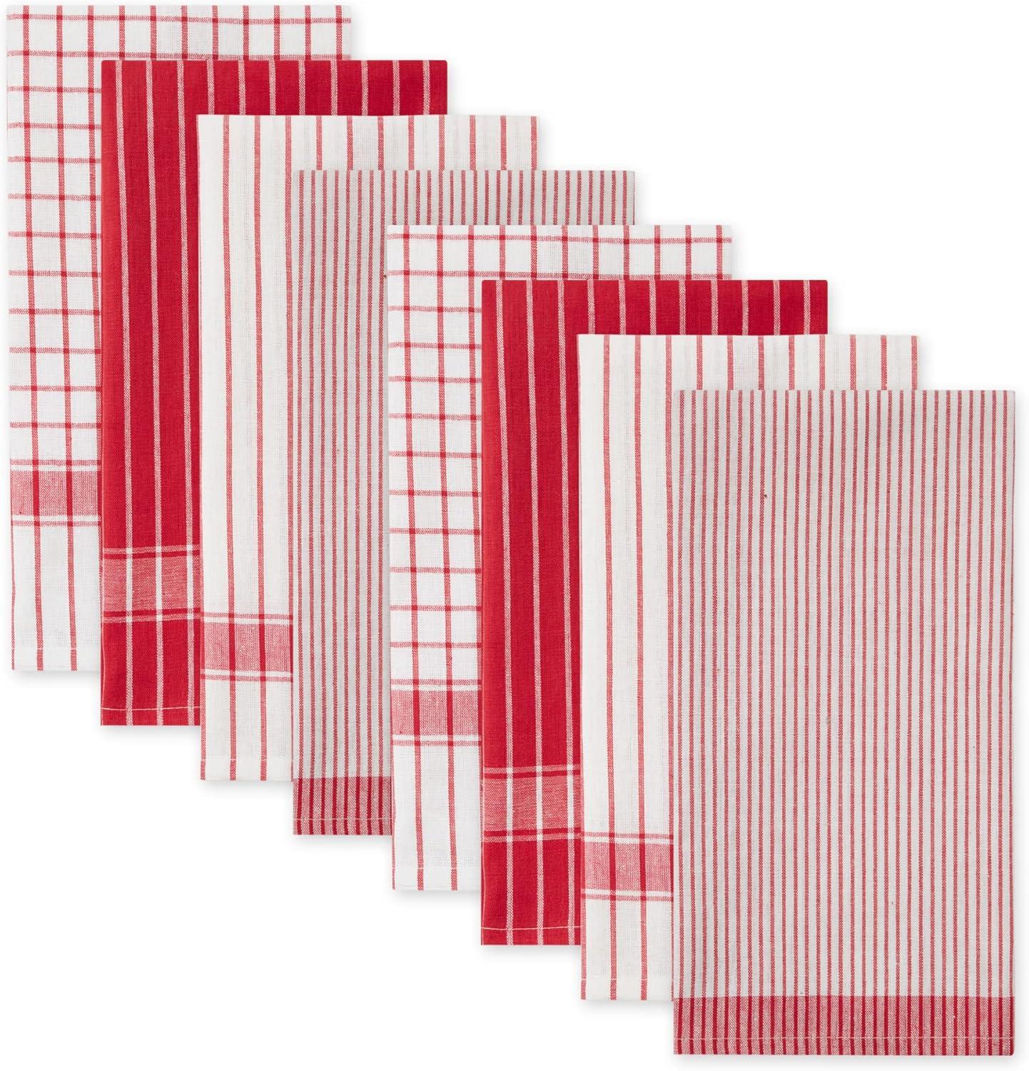 imageDII Everyday Basic Collection Woven Dishtowel Set 20x28 Red 8 PieceRed