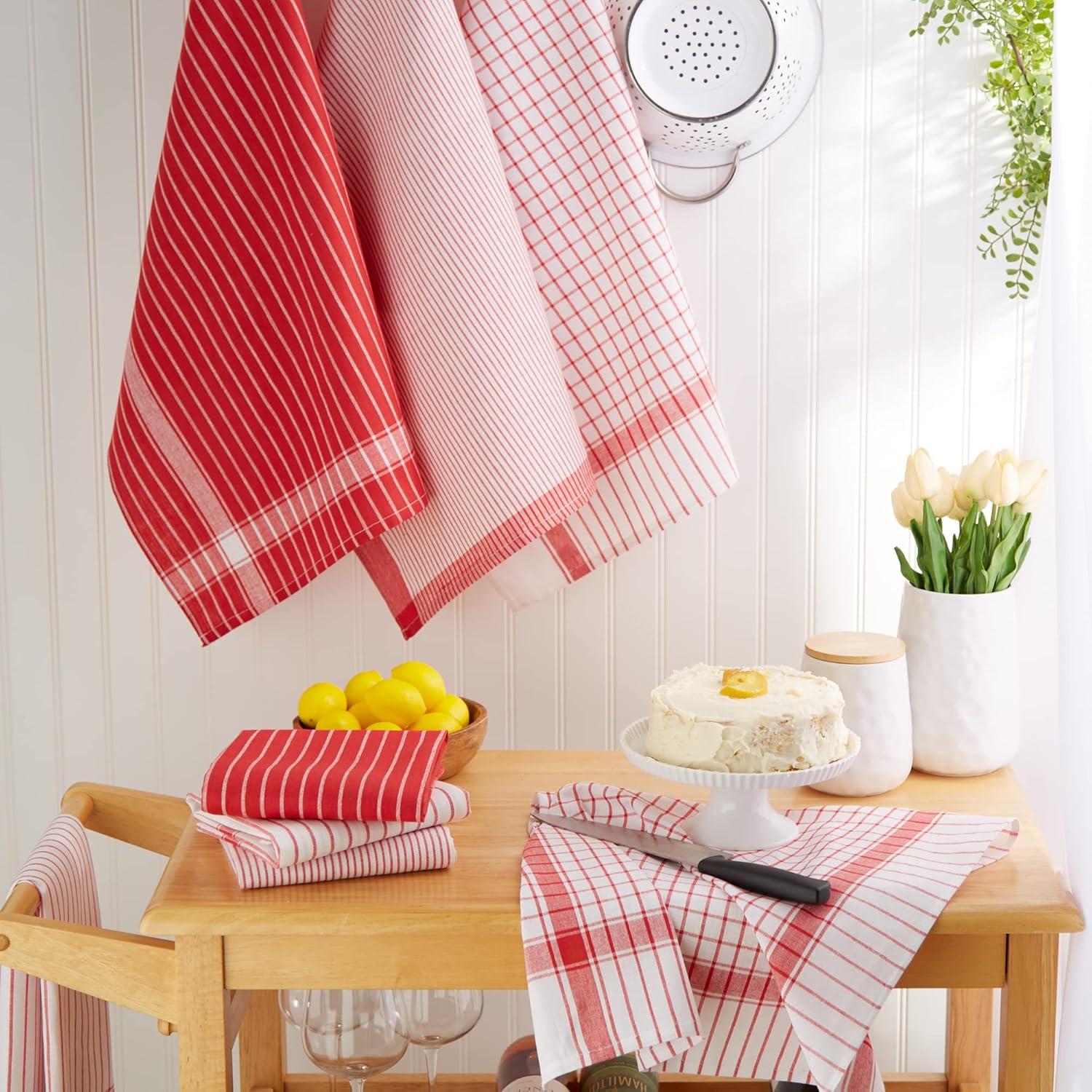 imageDII Everyday Basic Collection Woven Dishtowel Set 20x28 Red 8 PieceRed