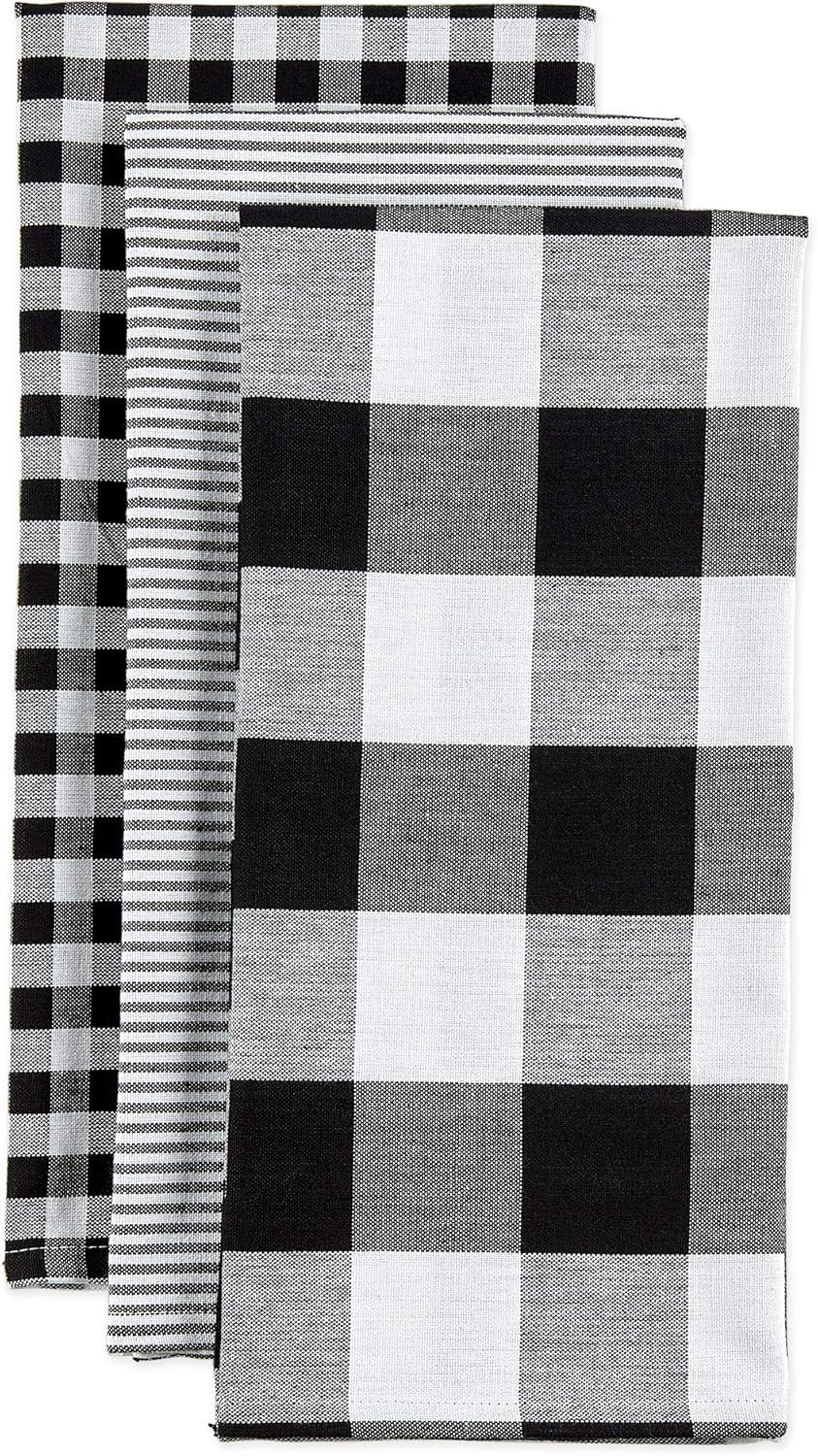 imageDII Gingham Check Kitchen Collection Pink Dishtowel SetBlack
