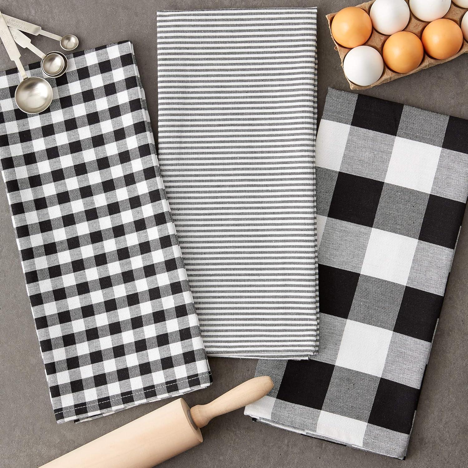 imageDII Gingham Check Kitchen Collection Pink Dishtowel SetBlack