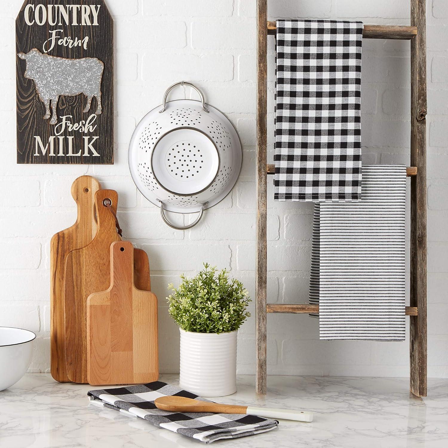 imageDII Gingham Check Kitchen Collection Pink Dishtowel SetBlack