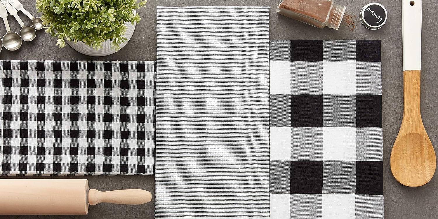 imageDII Gingham Check Kitchen Collection Pink Dishtowel SetBlack