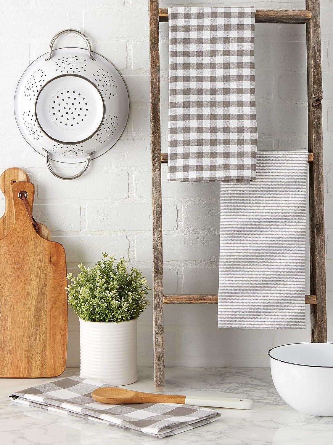 imageDII Gingham Check Kitchen Collection Pink Dishtowel SetGray