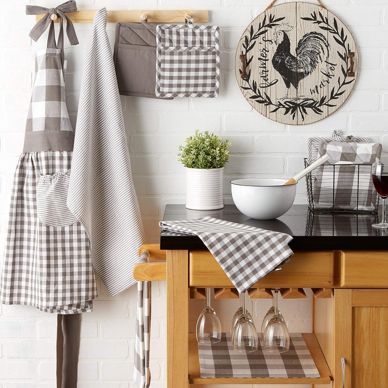 imageDII Gingham Check Kitchen Collection Pink Dishtowel SetGray