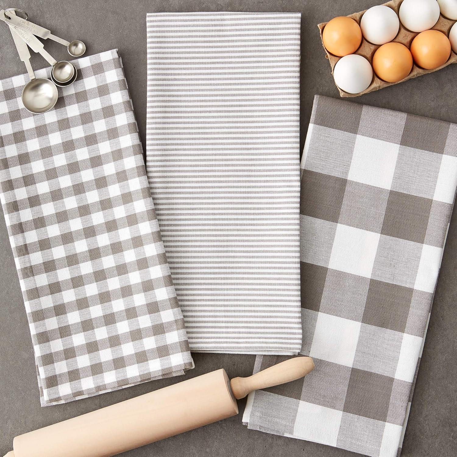 imageDII Gingham Check Kitchen Collection Pink Dishtowel SetGray