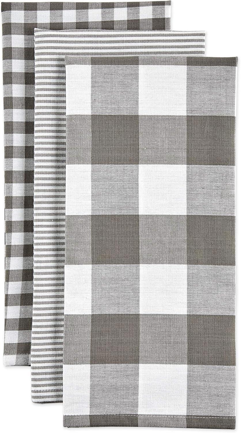 imageDII Gingham Check Kitchen Collection Pink Dishtowel SetGray