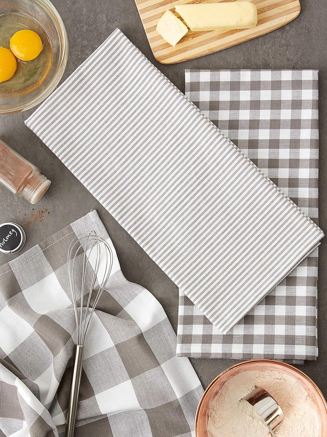 imageDII Gingham Check Kitchen Collection Pink Dishtowel SetGray