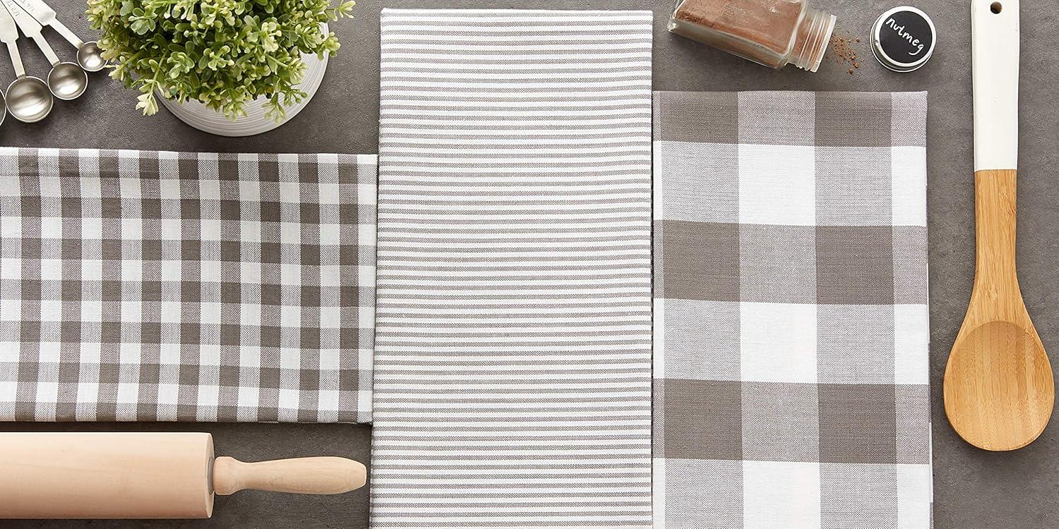 imageDII Gingham Check Kitchen Collection Pink Dishtowel SetGray