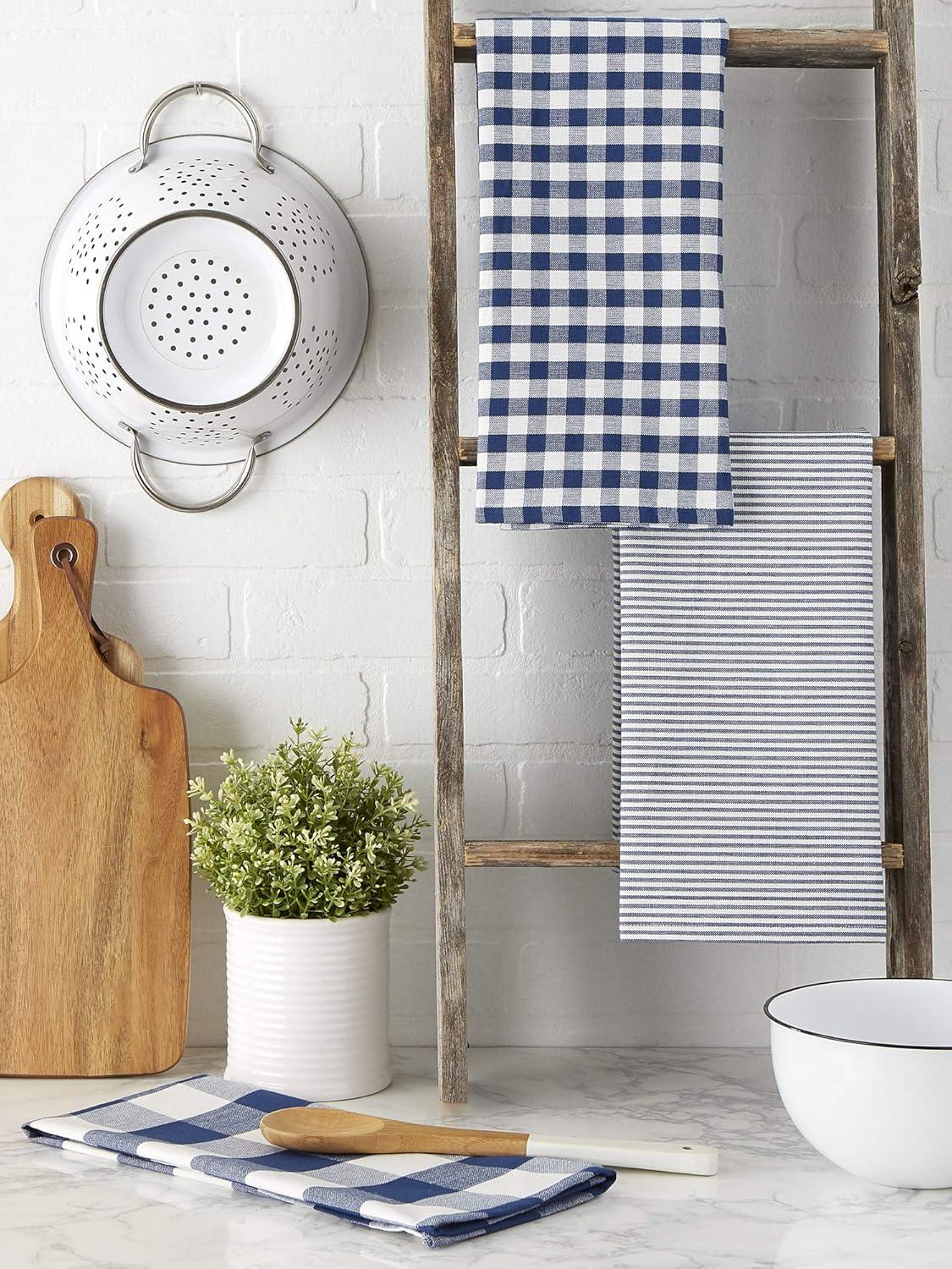imageDII Gingham Check Kitchen Collection Pink Dishtowel SetNavy
