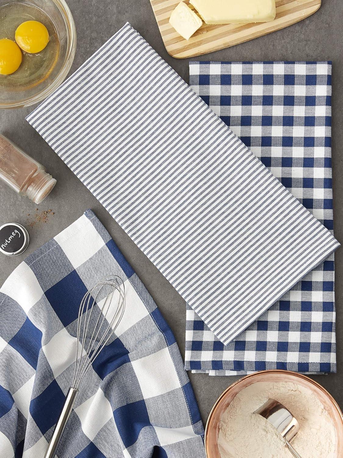 imageDII Gingham Check Kitchen Collection Pink Dishtowel SetNavy