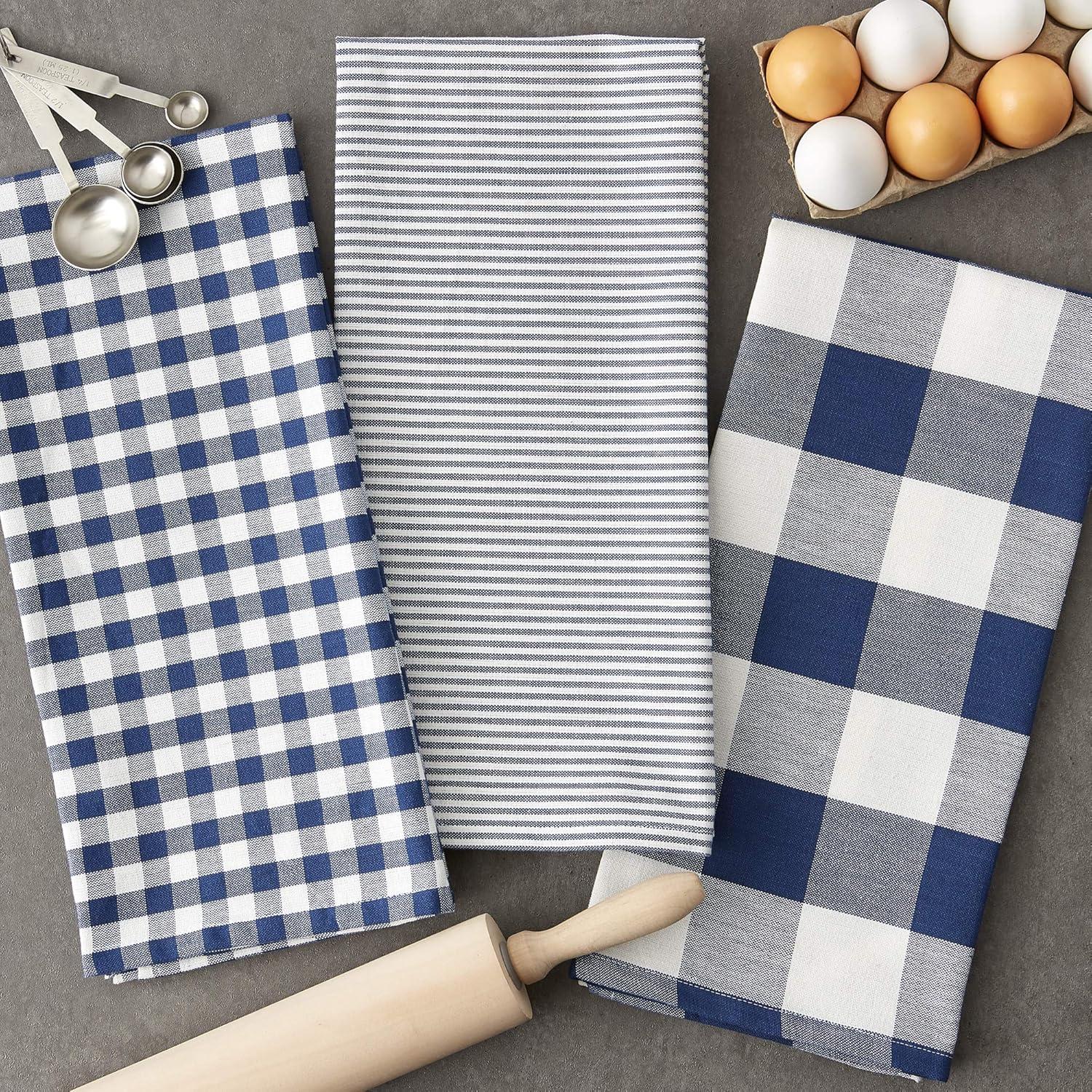 imageDII Gingham Check Kitchen Collection Pink Dishtowel SetNavy