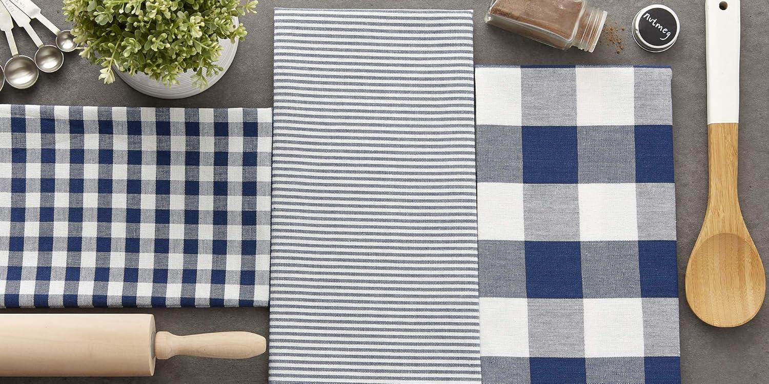 imageDII Gingham Check Kitchen Collection Pink Dishtowel SetNavy