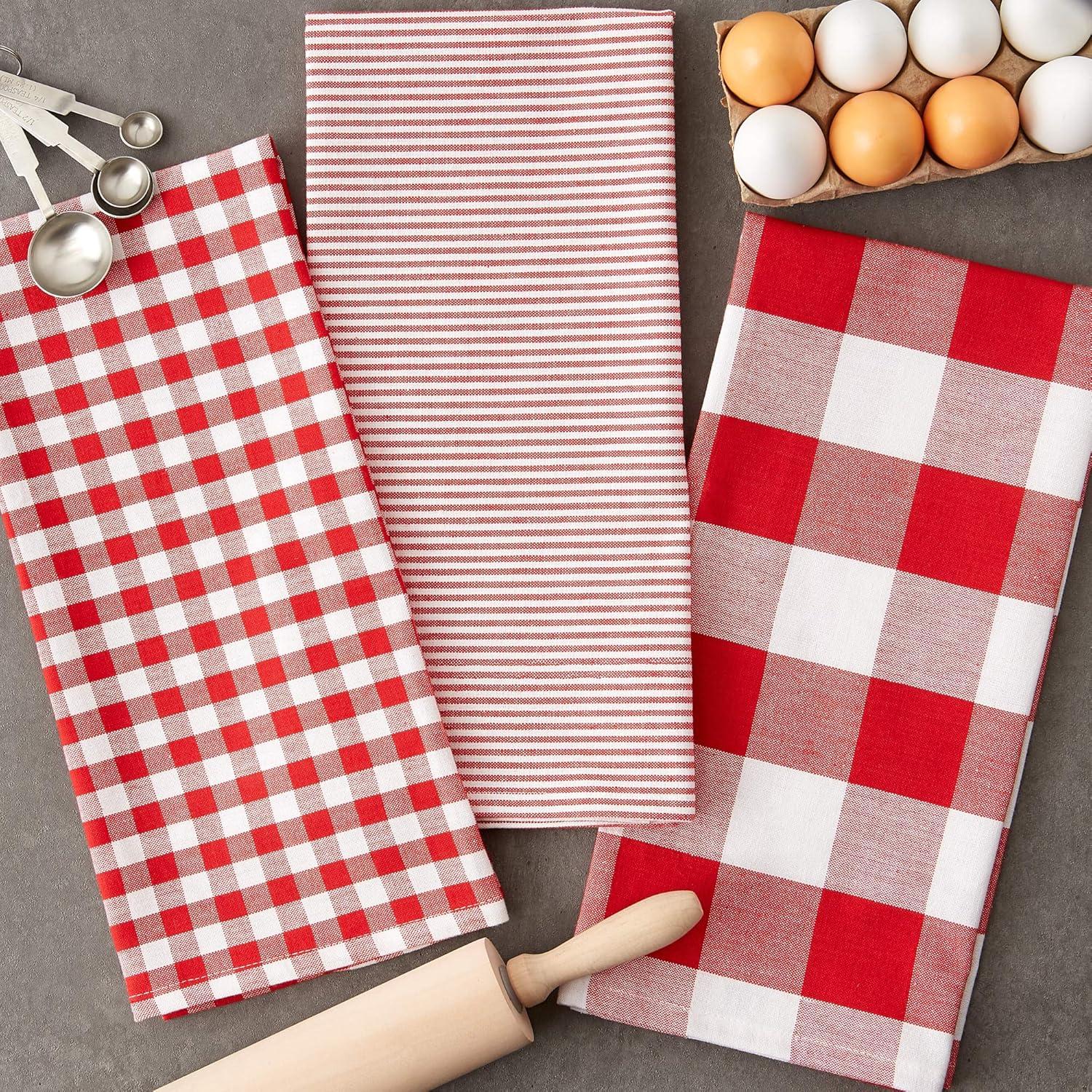 imageDII Gingham Check Kitchen Collection Pink Dishtowel SetRed