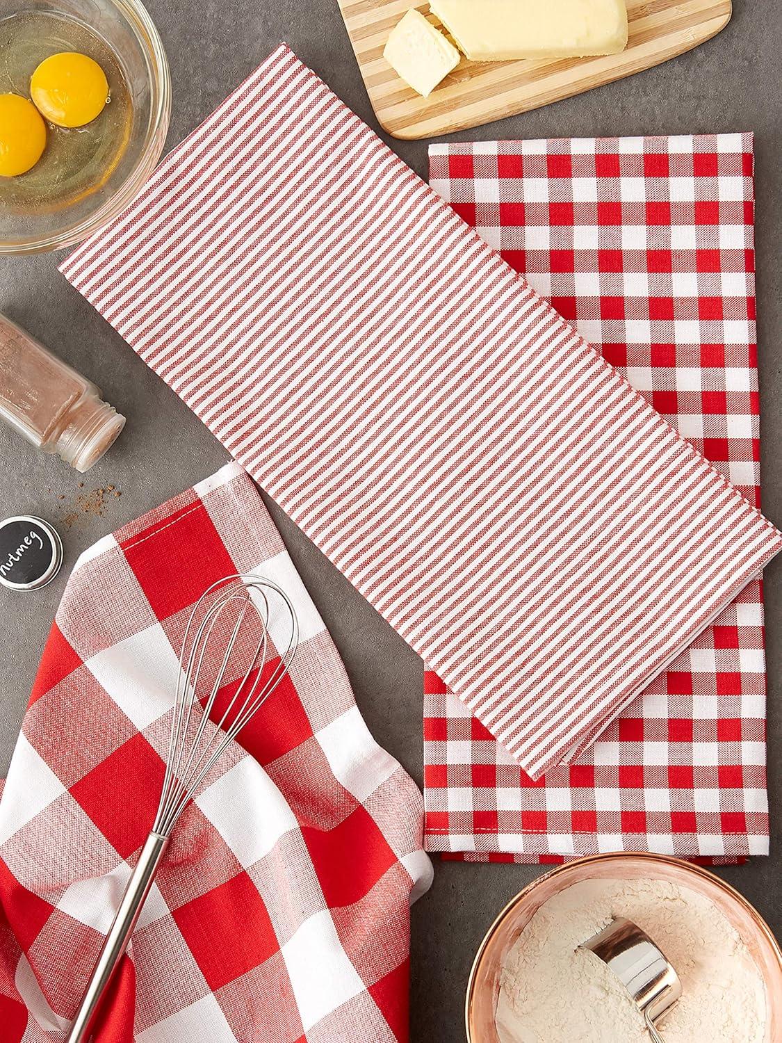 imageDII Gingham Check Kitchen Collection Pink Dishtowel SetRed