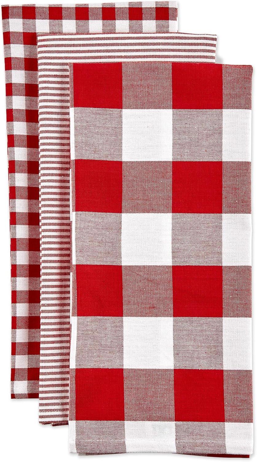 imageDII Gingham Check Kitchen Collection Pink Dishtowel SetRed
