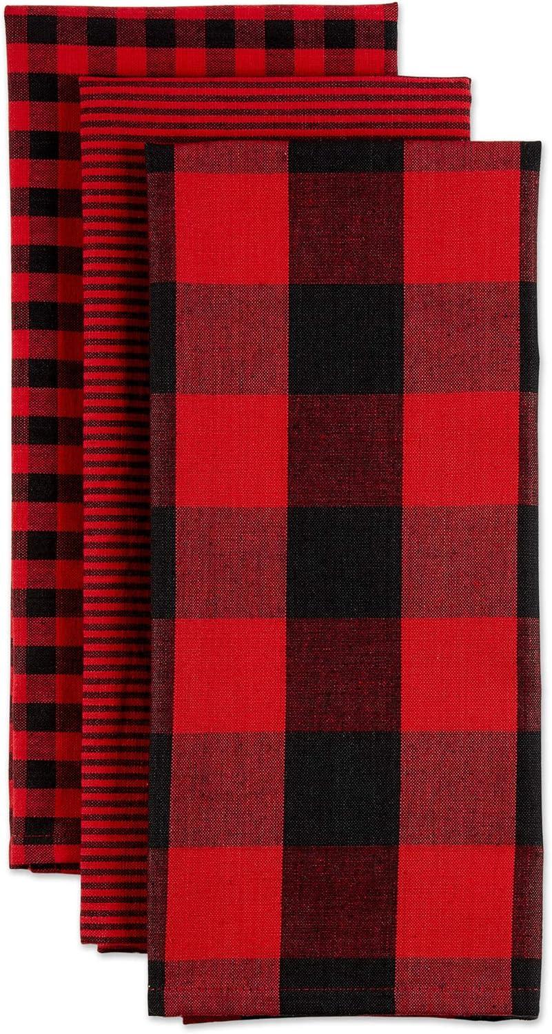 imageDII Gingham Check Kitchen Collection Pink Dishtowel SetRedBlack
