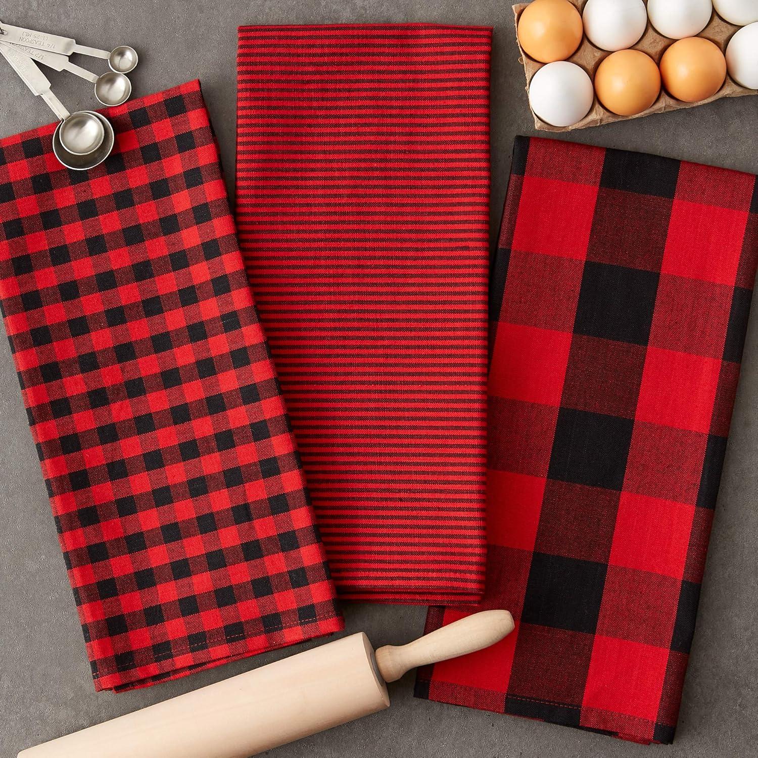 imageDII Gingham Check Kitchen Collection Pink Dishtowel SetRedBlack