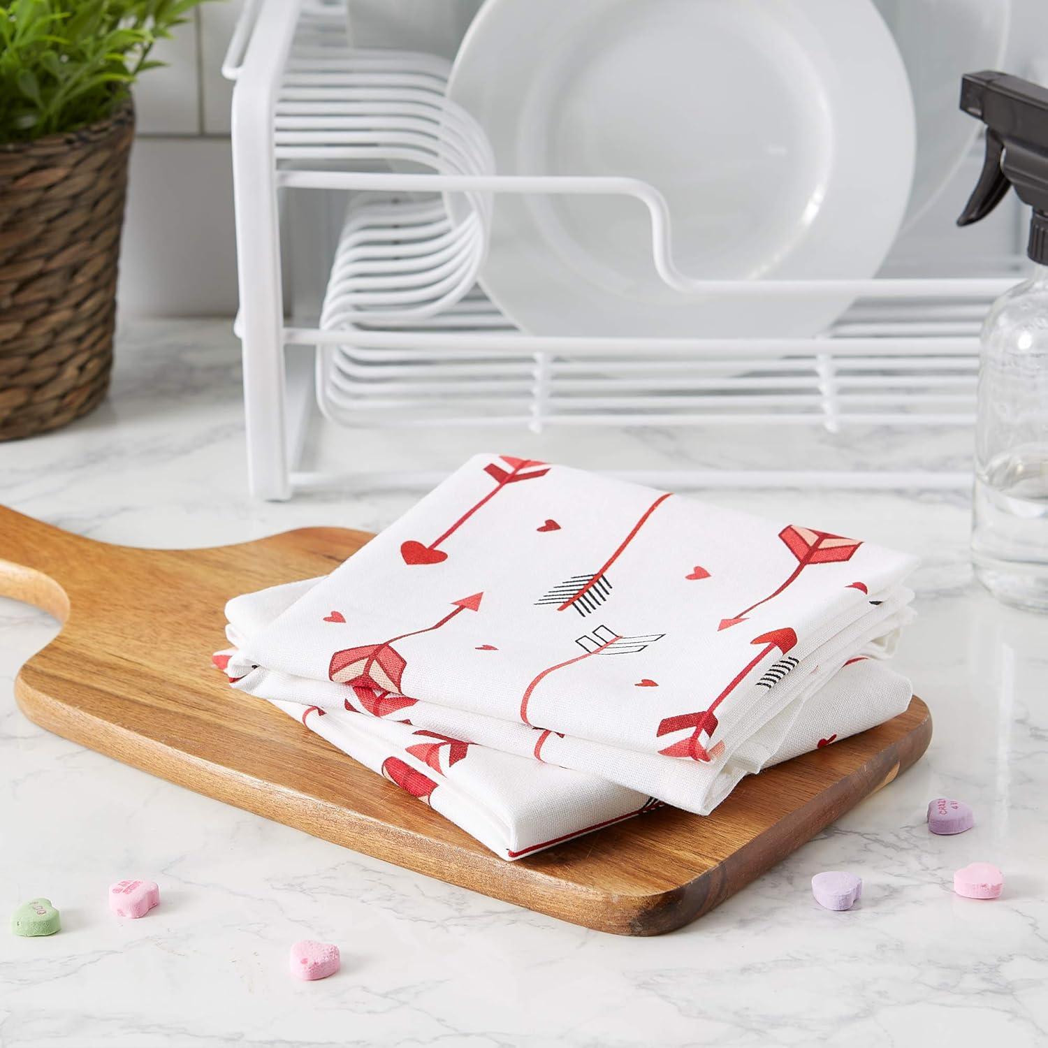 imageDII Valentines Day Collection Kitchen Dishtowel Set 18x28 Embellished Hearts 3 PieceArrow Collage