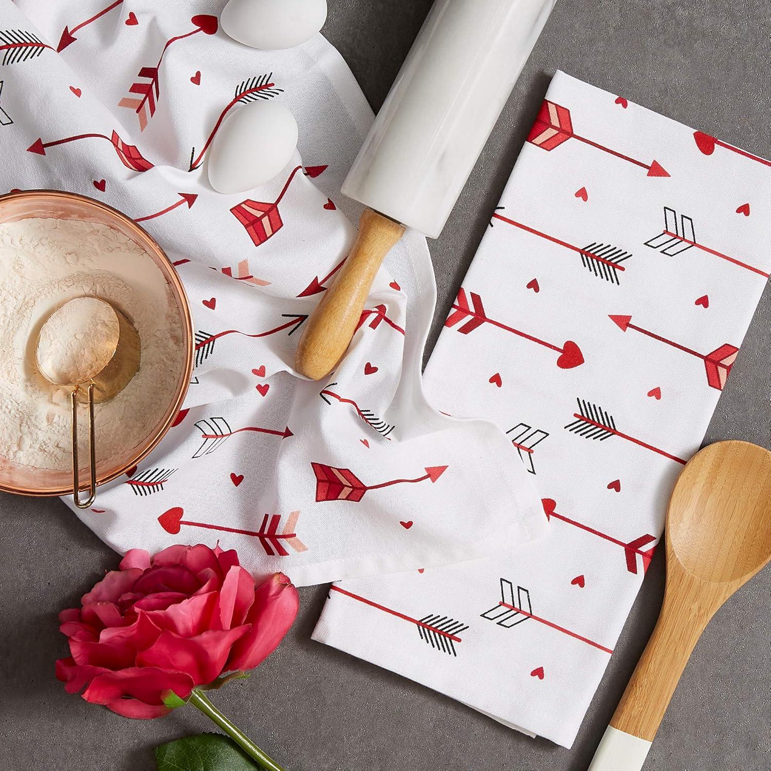 imageDII Valentines Day Collection Kitchen Dishtowel Set 18x28 Embellished Hearts 3 PieceArrow Collage