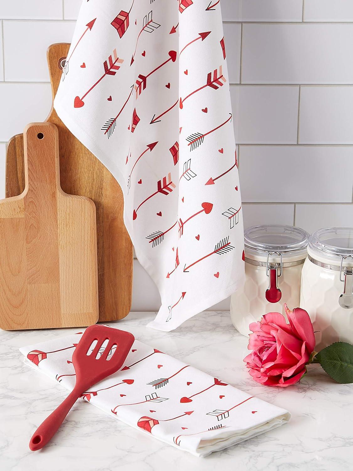 imageDII Valentines Day Collection Kitchen Dishtowel Set 18x28 Embellished Hearts 3 PieceArrow Collage