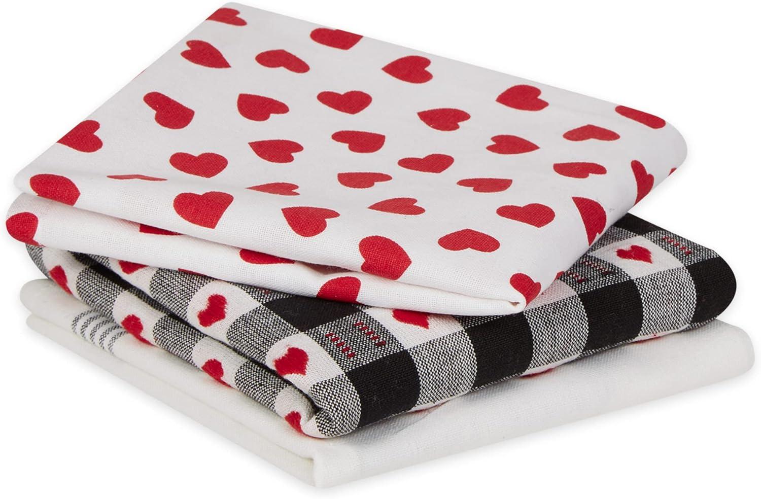 imageDII Valentines Day Collection Kitchen Dishtowel Set 18x28 Embellished Hearts 3 PieceCat Love